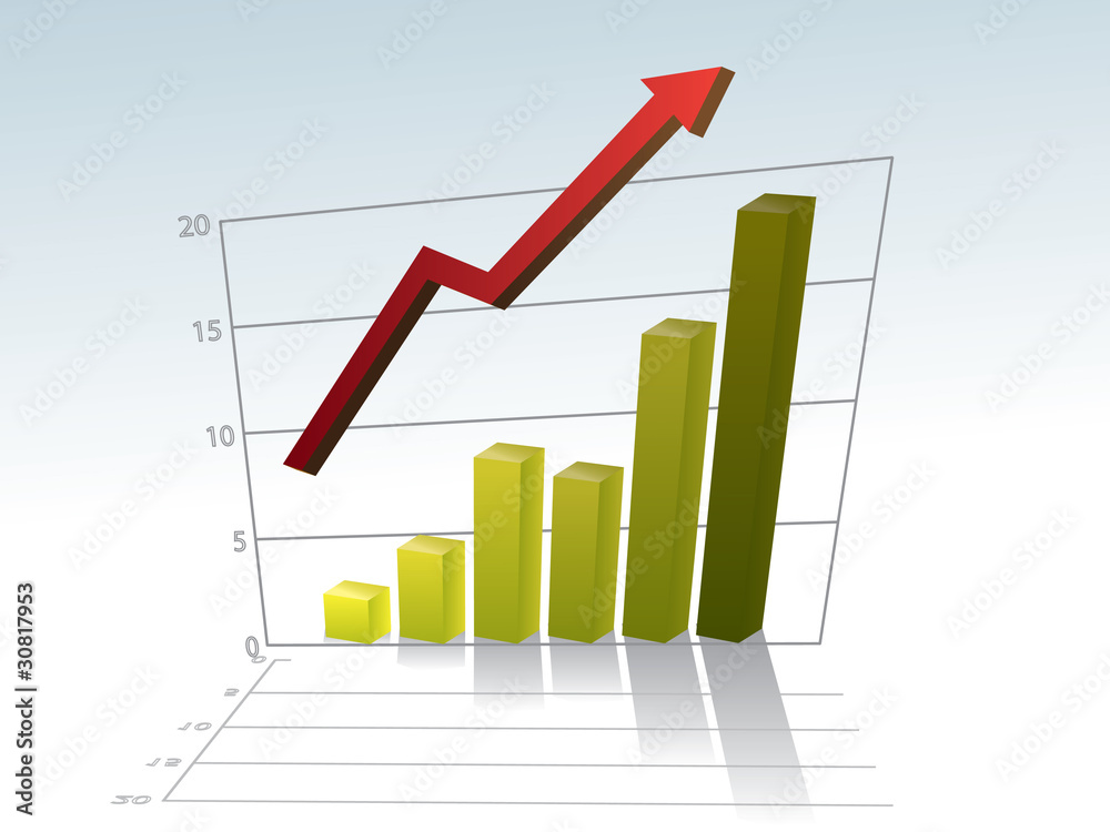 Business graph with arrow - illustration Business graph with arrow - illustration