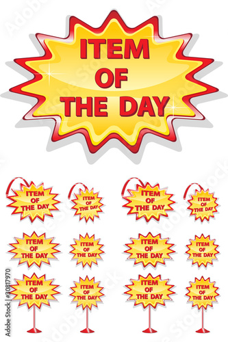 set of red and yellow sale icons isolated on white - item of the
