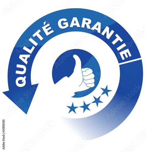 qualité garantie sur vignette fléchée bleue