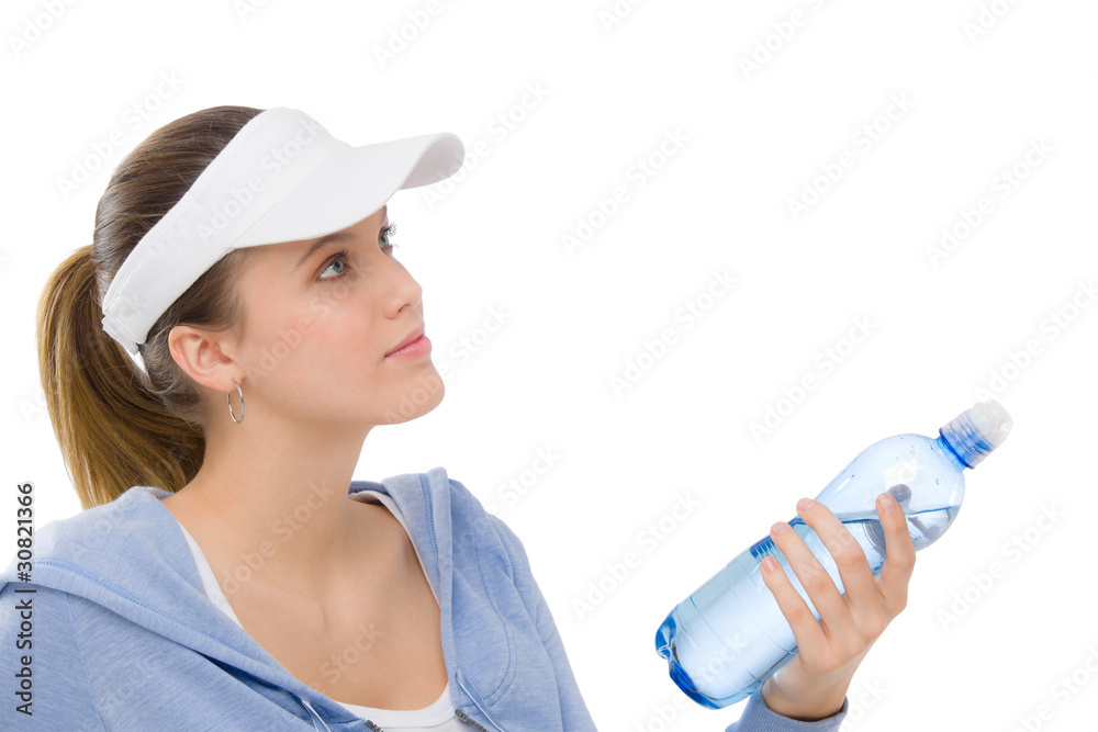 Sport - young woman fitness outfit water bottle Sport - young woman fitness outfit water bottle