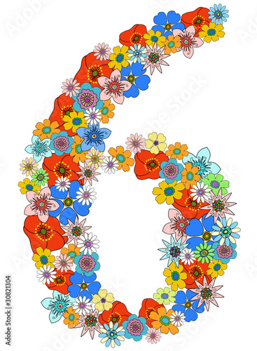 Number six floral, vector, see more on my portfolio