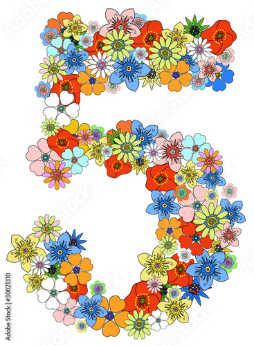 Number five floral, vector