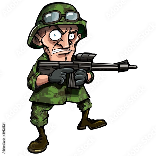 Cartoon soldier isolated on white