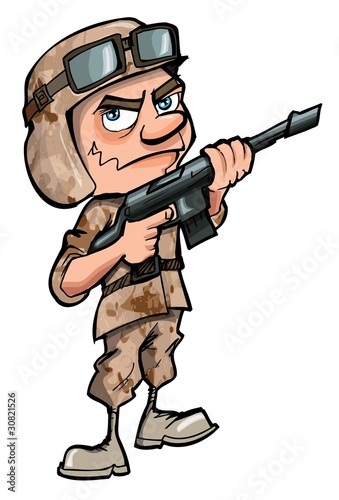 Cartoon soldier isolated on white