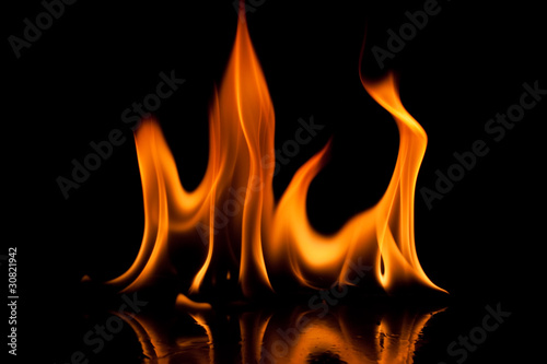 Close-up of fire and flames on a black background