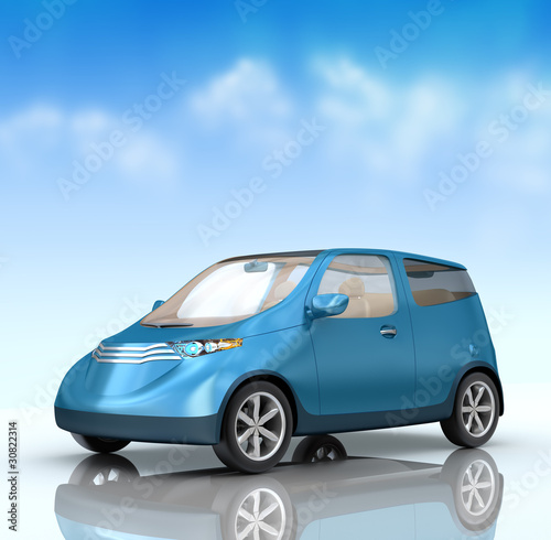 Future city car concept on blue background. My own design