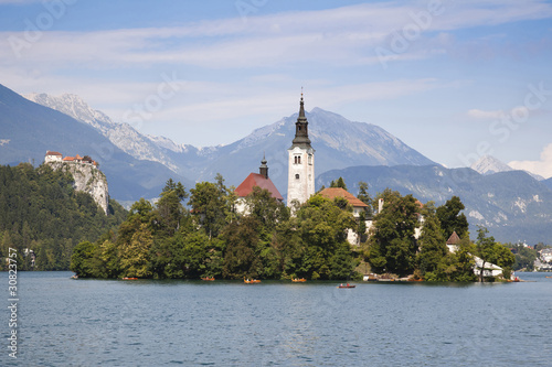 Panorama of Bled Lake in Slovenia