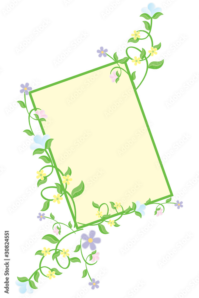 green vector frame with flowers