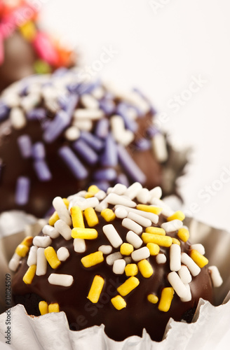 Colorful chocolate dessert decoration