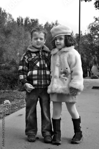Two young children - old fashion