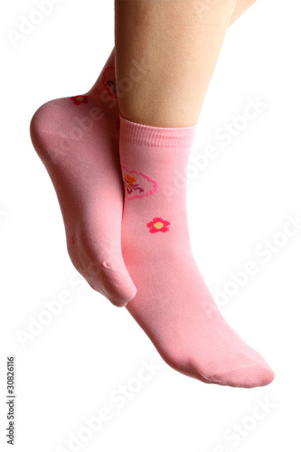 Woman in pink socks