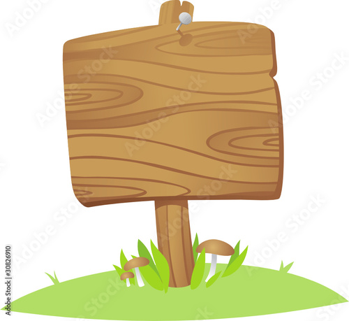 wooden board on a grass