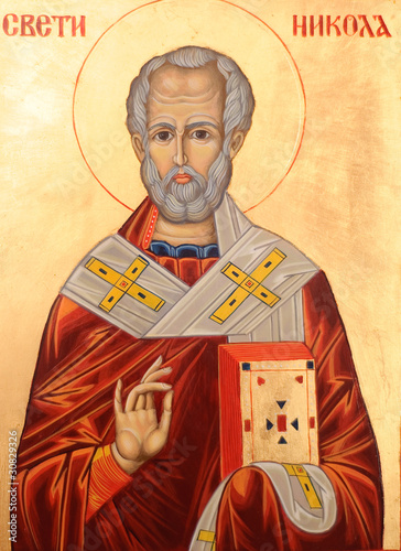 Tela Icon of Saint Nicholas orthodox style