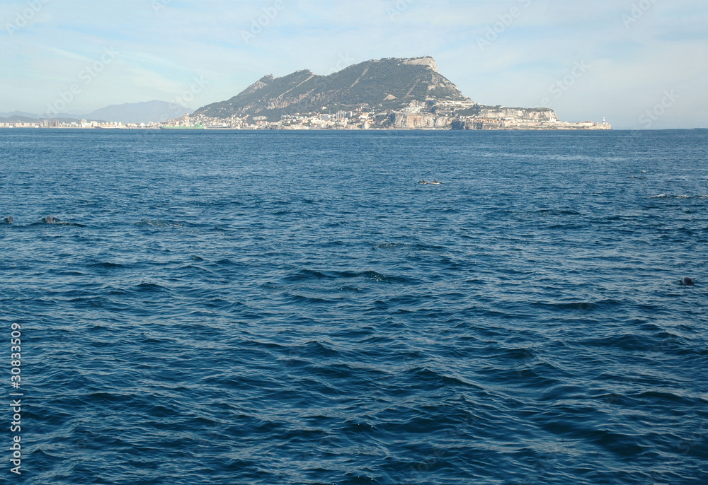 View from Spain of the Rock of Gibraltar