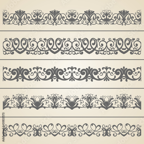 Seamless borders set. | Vector illustration.