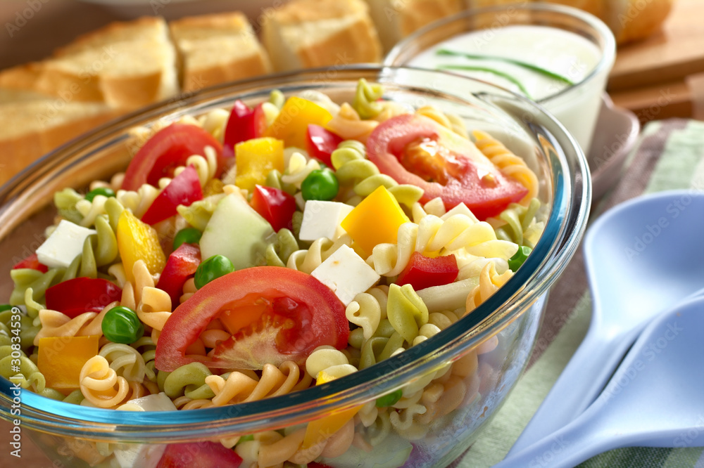 Pasta salad with fresh vegetables and cheese Pasta salad with fresh vegetables and cheese