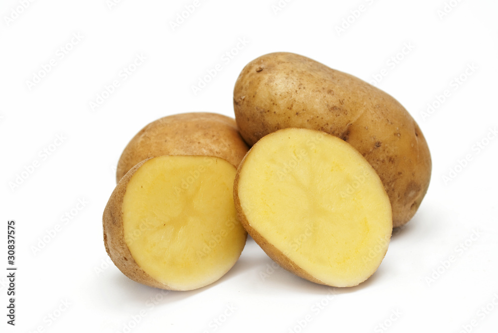 Three potatoes isolate on a white background
