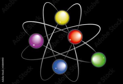 Molecula de colores con fondo negro