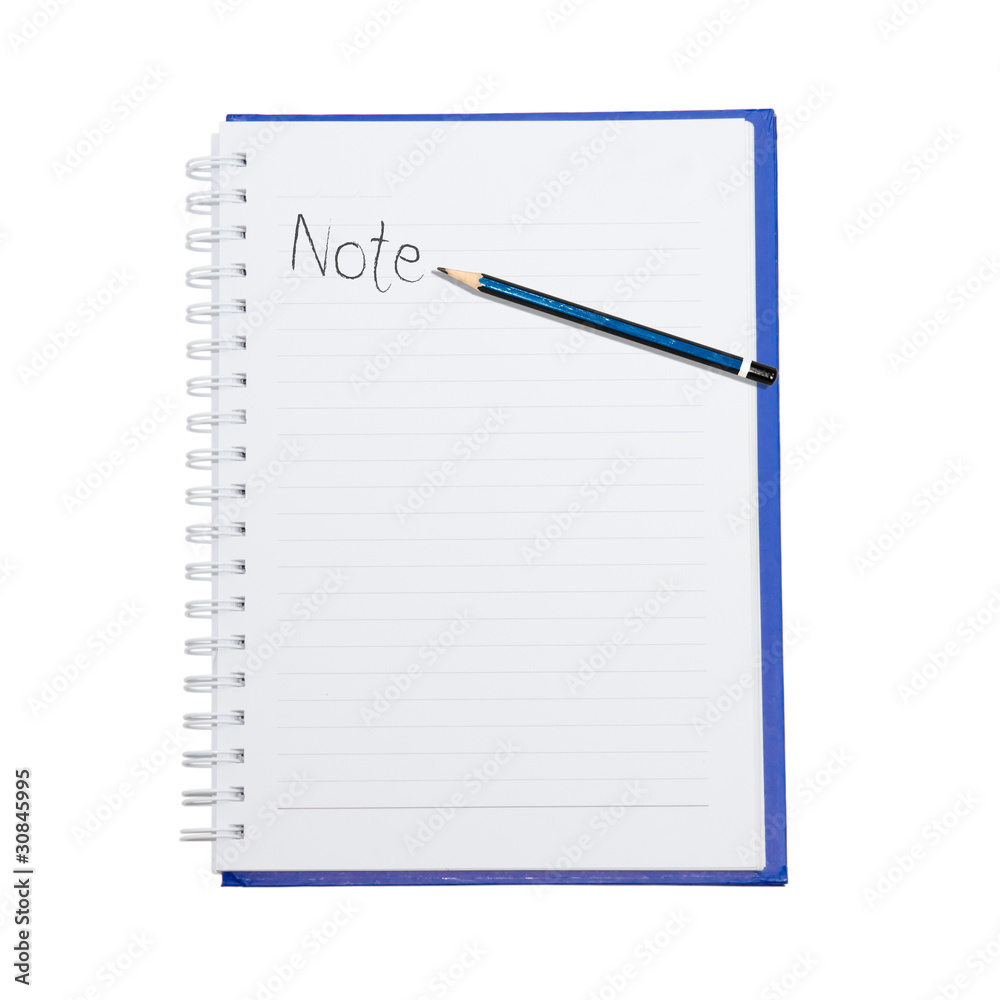 note word with pencil on the booklet note word with pencil on the booklet