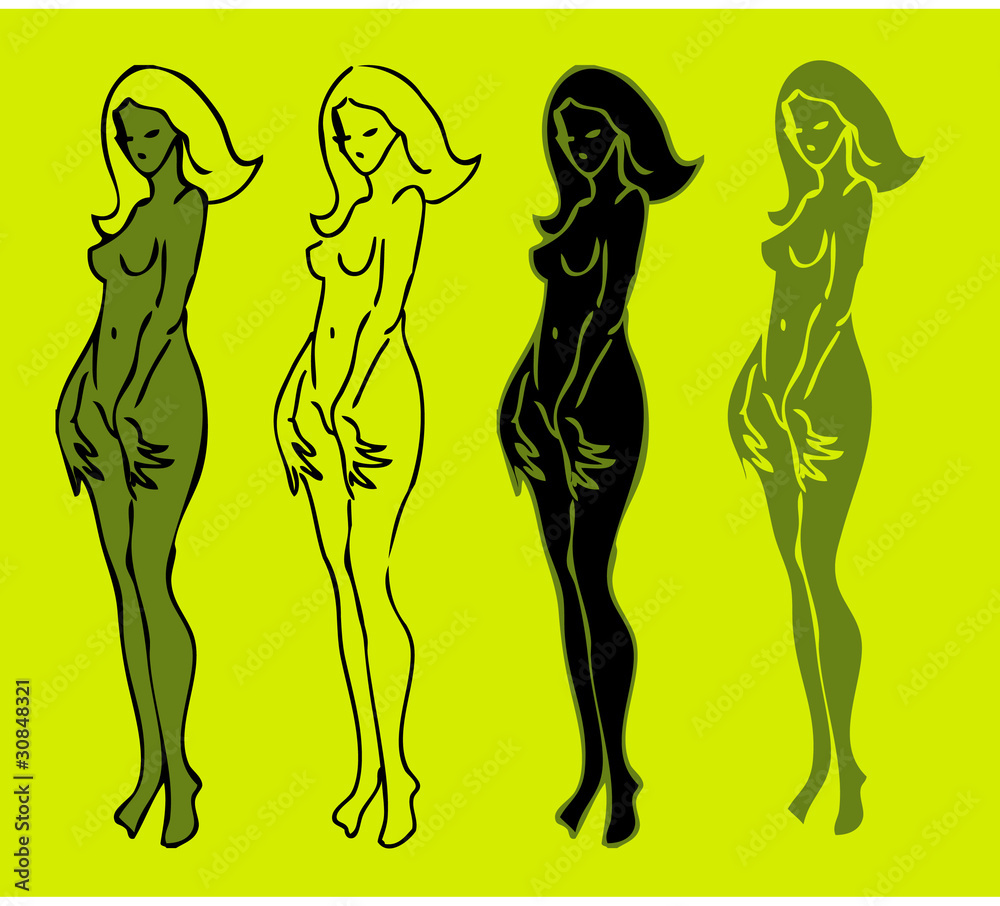 4 emblems variations of beautiful nude woman silhouette 4 emblems variations of beautiful nude woman silhouette