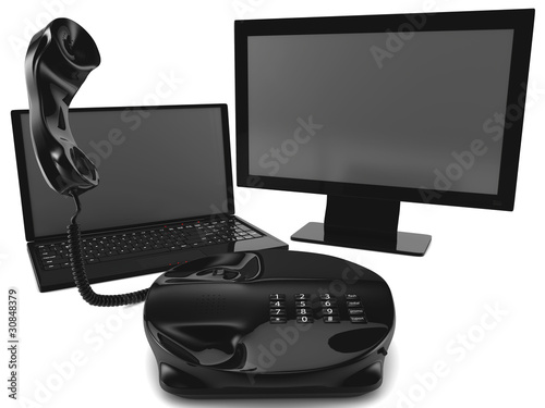 A bundle of telco services isolated on white.