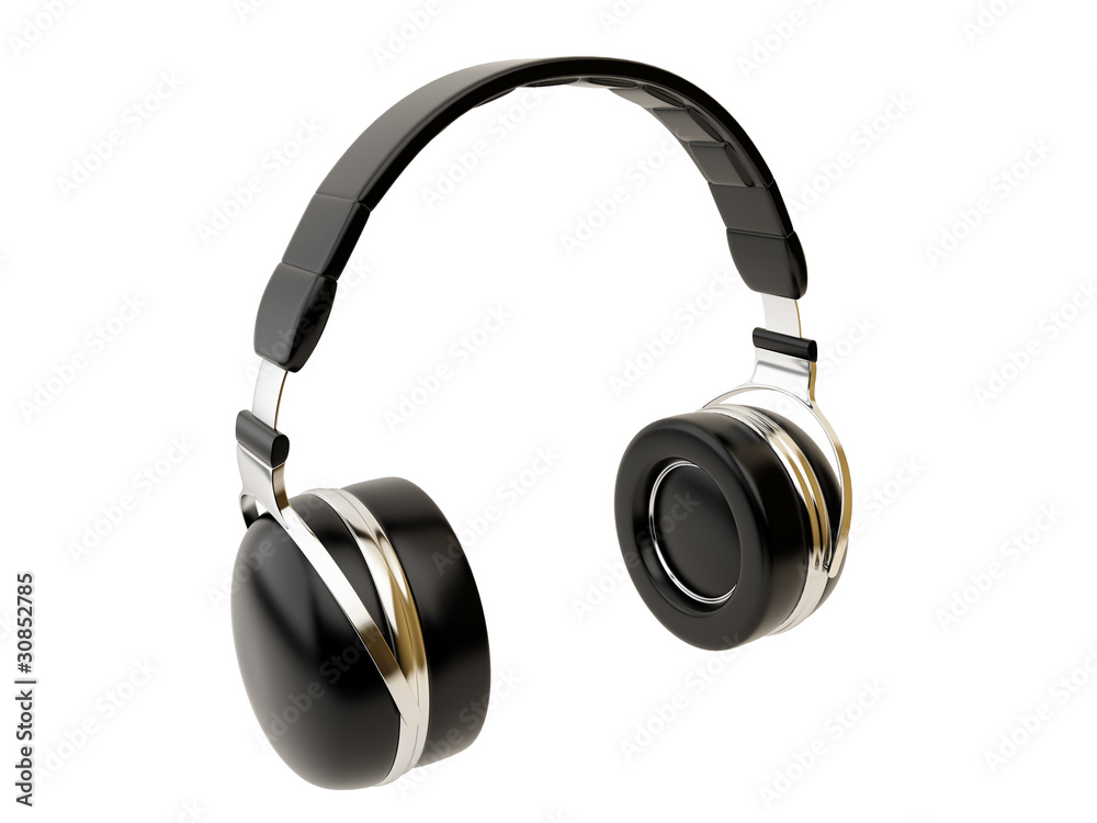 Black headphones isolated Black headphones isolated