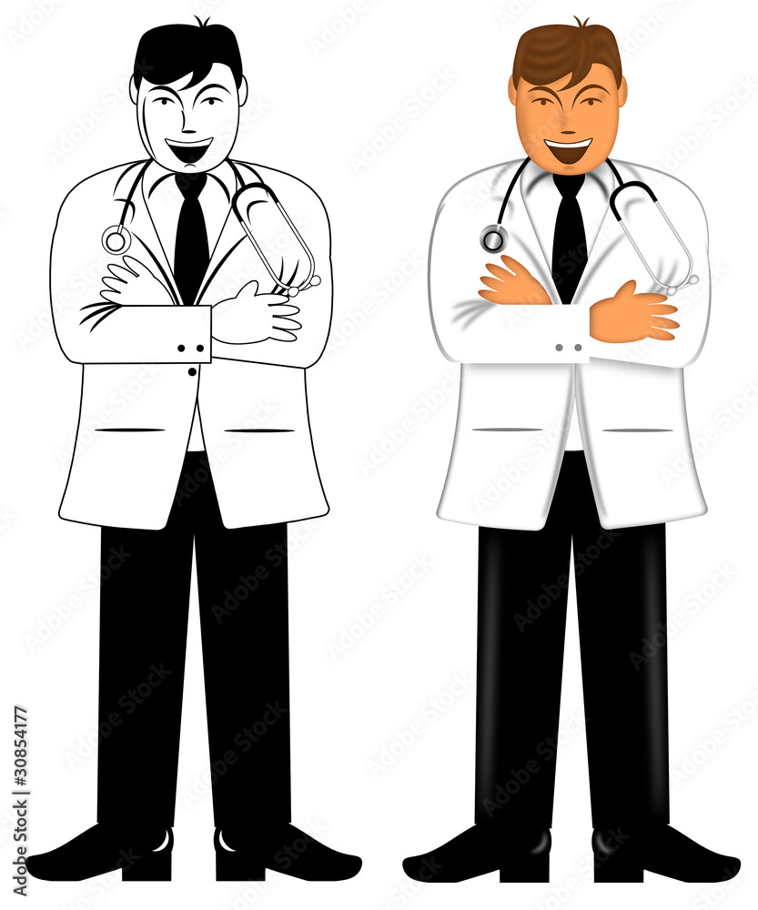 Doctor Standing with Folded Arms and Stethoscope Doctor Standing with Folded Arms and Stethoscope