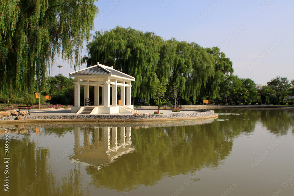 chinese architecture scenery in a park chinese architecture scenery in a park