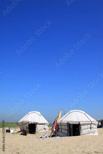 simple yurt on the beach