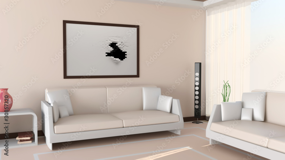 Modern Living Room. 3d Image