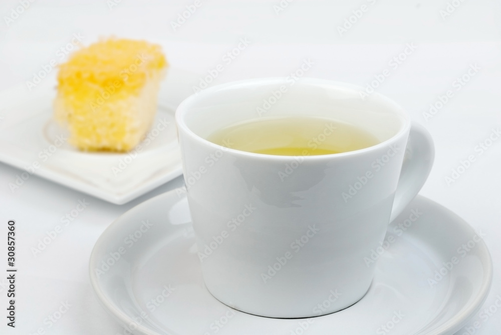Cake, coffee and dessert on a white background. Cake, coffee and dessert on a white background.