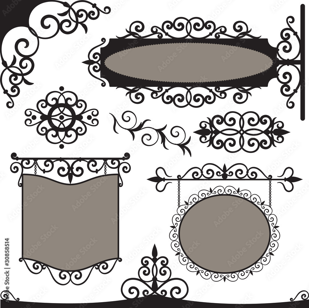 Fotografie Vector set: wrought iron vintage signs