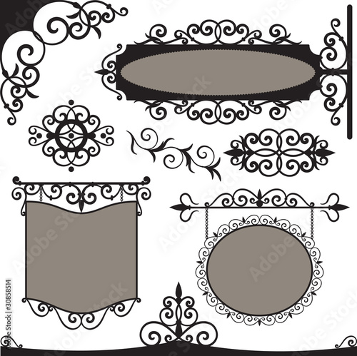 Vector set: wrought iron vintage signs