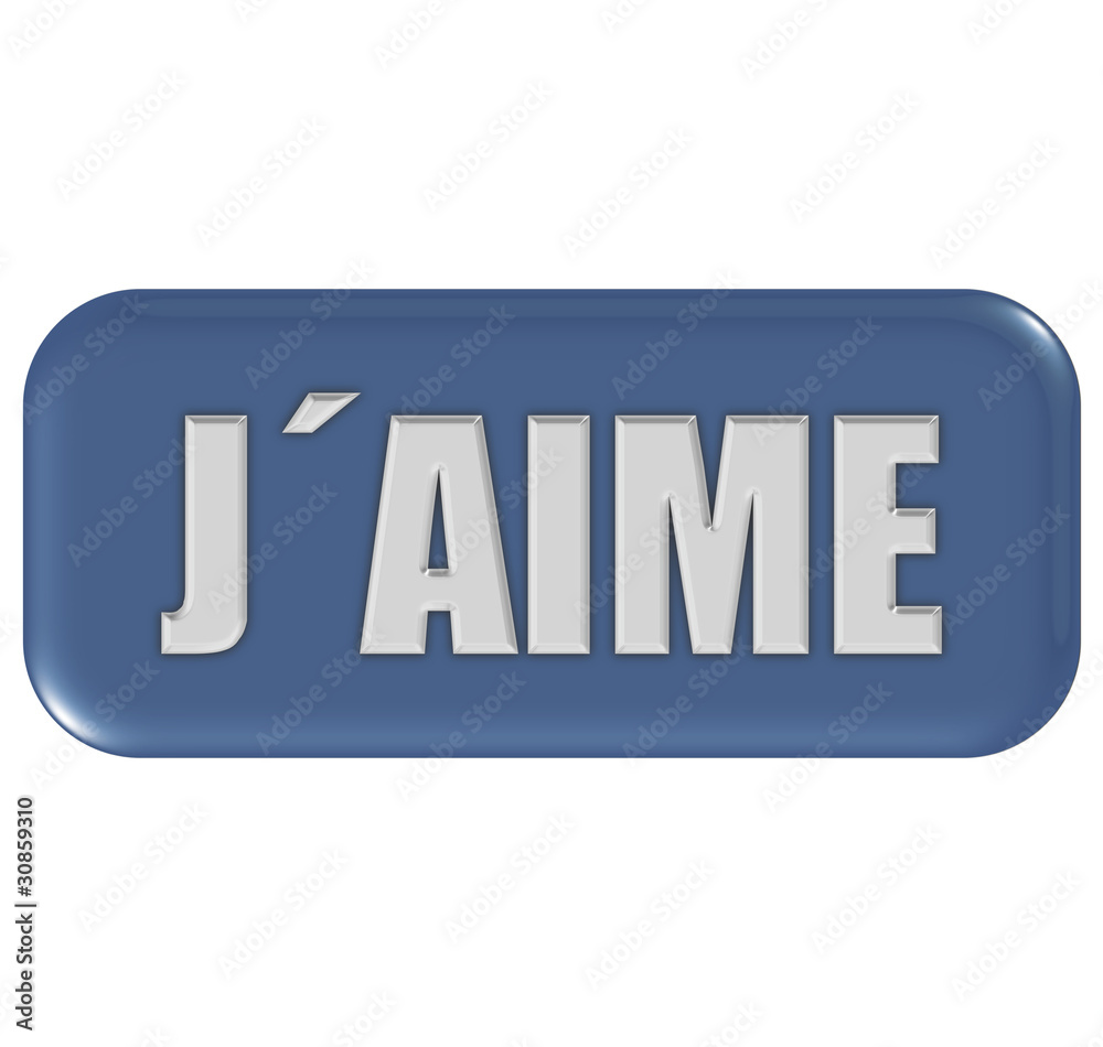 Button hellblau Ecken rund J´AIME Button hellblau Ecken rund J´AIME