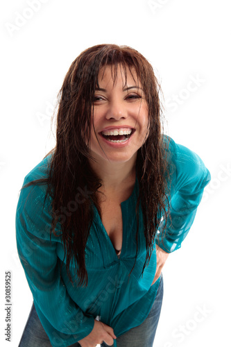 Happy vibrant girl laughing having fun photo