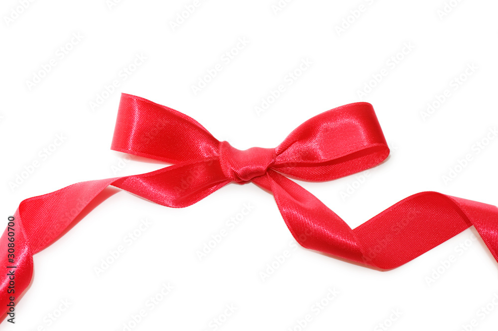 Bow from a red satiny tape Bow from a red satiny tape