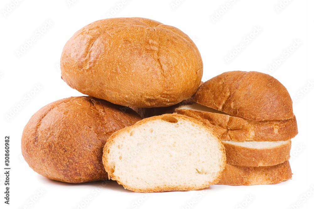 The cut bread isolated on white background