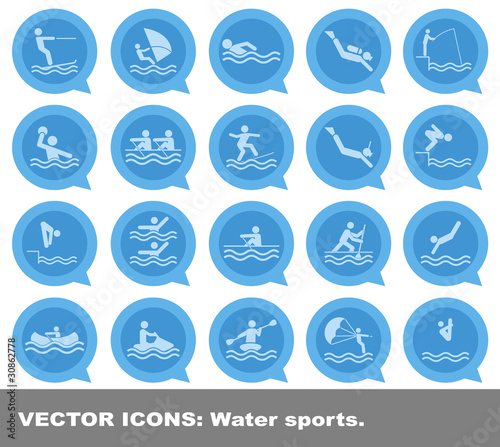Vector icons: water sports
