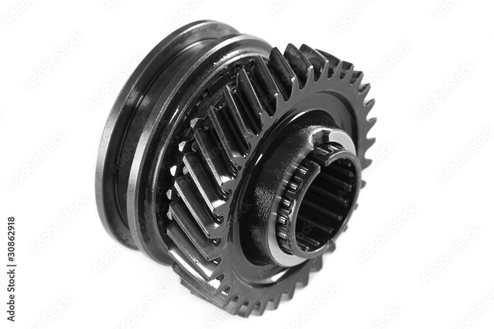 Metallic gear, isolated, on a white background Metallic gear, isolated, on a white background