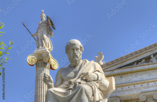 statues of Plato and Athena in the Academy of Athens