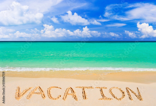 Word Vacation on beach