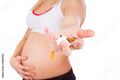 Blonde girl model with broken cigarette