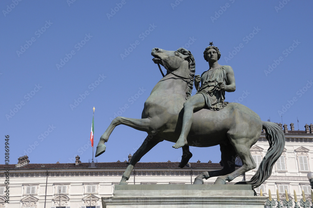 Bronze sculpture in front of the Royal Palace of Turin