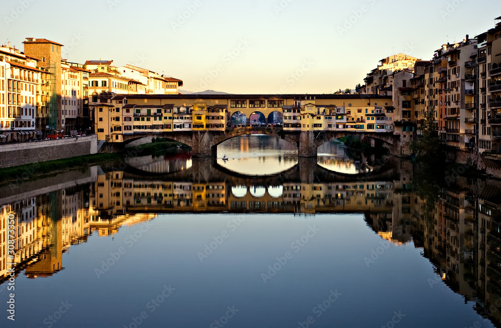 Stock Photo: Ponte Vecchio at sunset in Florence, Italy