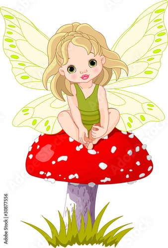 Baby Fairy on the Mushroom
