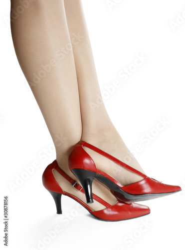 Slim legs and red shoes