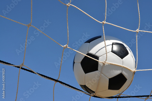 Closeup of Soccer Ball in Goal © Danny Hooks