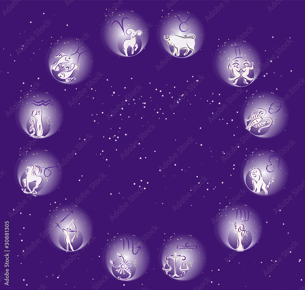 Zodiac signs in circle. Zodiac signs in circle.