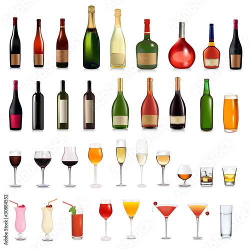 Set of different drinks and cocktails. Vector illustration. #30884552