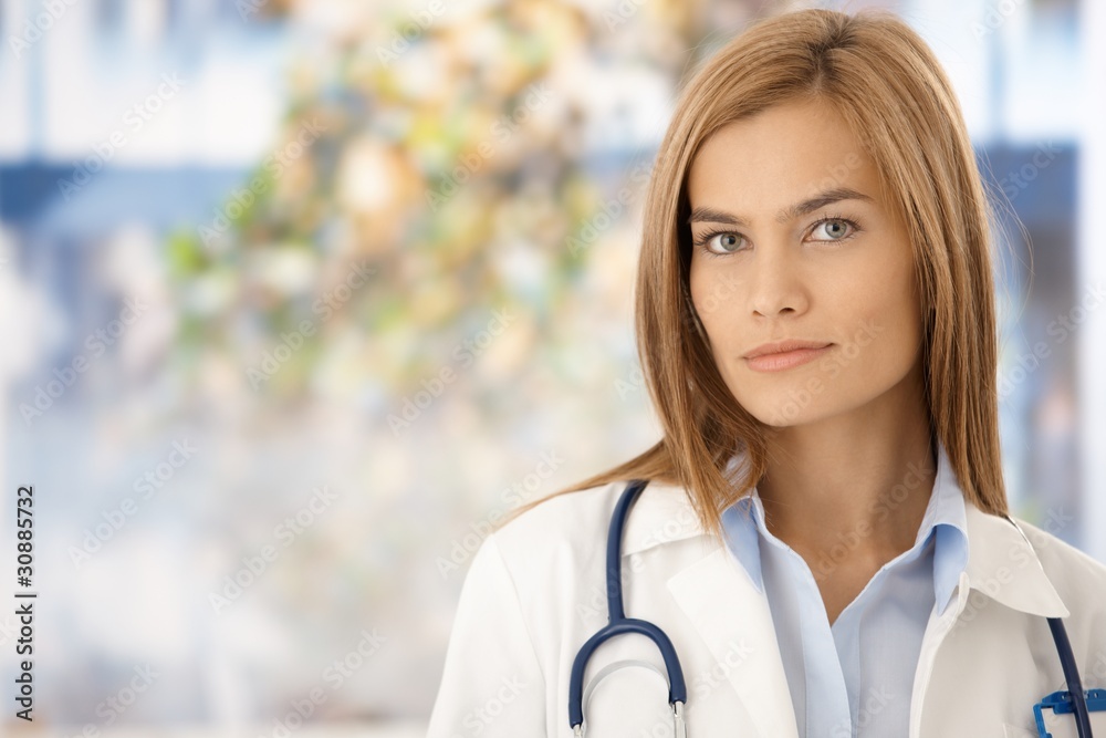 Portrait of attractive female doctor in hospital Portrait of attractive female doctor in hospital